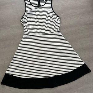 Striped Black and White Sleeveless Dress